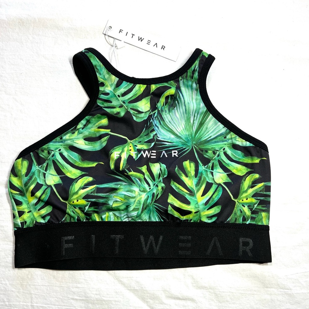 Fitwear Green Leaf Print Sports Bra